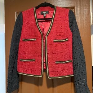 Mango Red and Black Textured Blazer